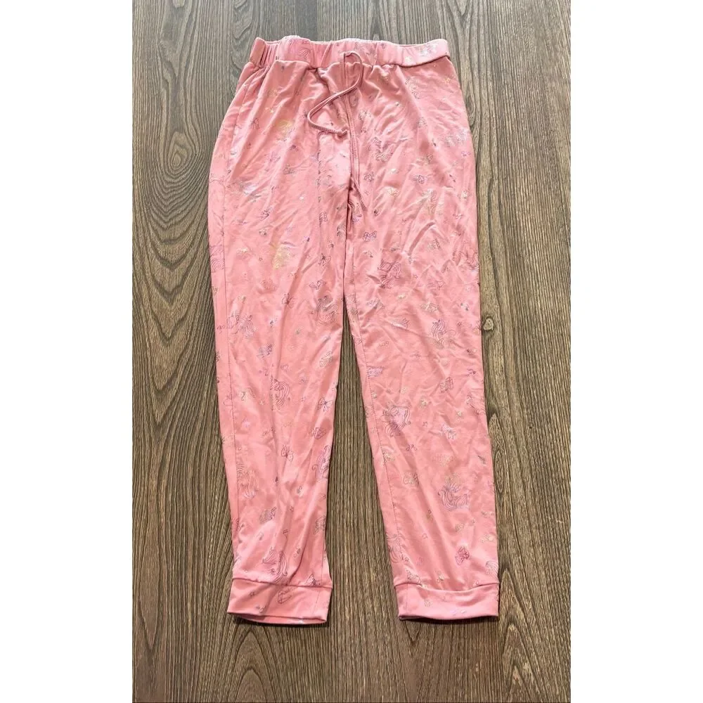 Sophia & Lily Ribbed Unicorn Diamond Jogger Sleep Pajama Pants Pink Size 10/12